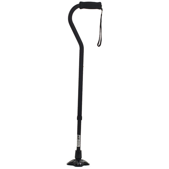Self Standing Offset Handle Aluminum Cane - Black