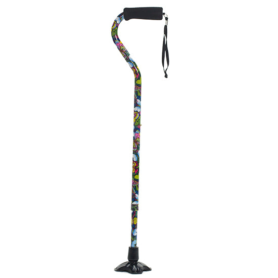 Self Standing Offset Handle Aluminum Cane - Butterfly
