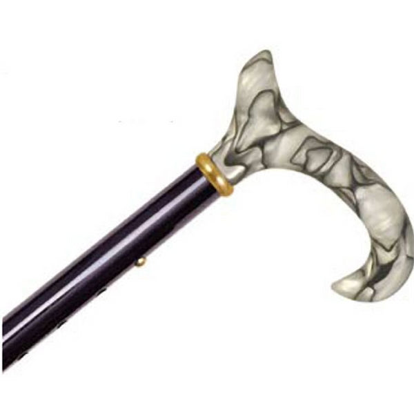 Acrylic Handle Travel Folding Cane - Black Swirl