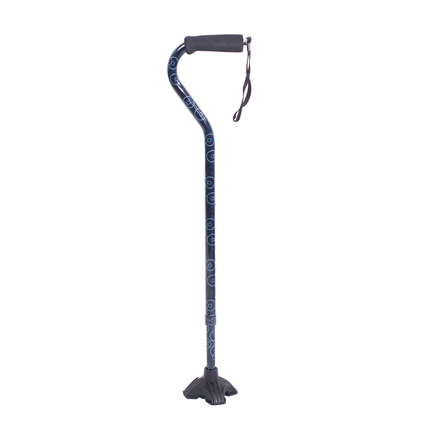 Self Standing Offset Handle Aluminum Cane - Blue Circle