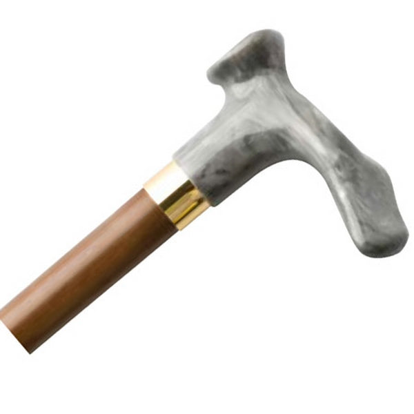 Wood Cane With Contour Handle - Gray Handle
