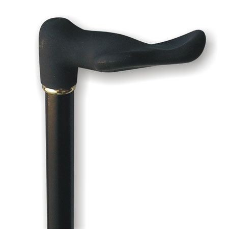 Wood Cane Soft Touch With Palm Grip Handle - Black