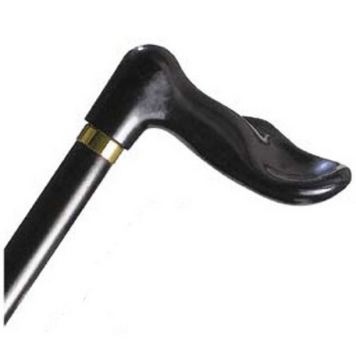 Wood Cane With Palm Grip Handle - Black