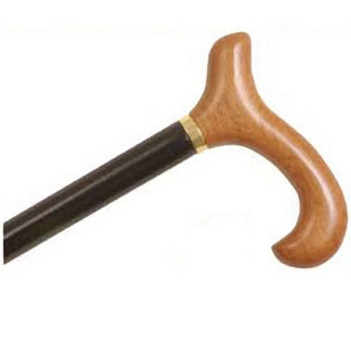 Derby Handle Wood Cane - Natural Stain Handle, Black Shaft