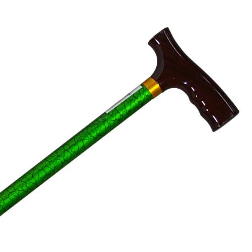 Straight Adjustable Cane - Green Marbel