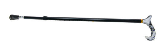 Straight Adjustable Acrylic Derby Handle Cane  - Black Swirl