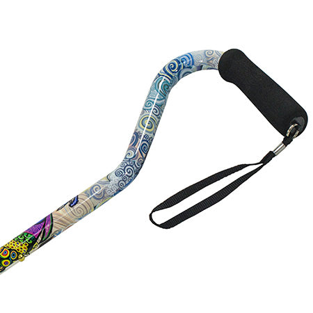 Offset Handle Aluminum Cane - Peacock