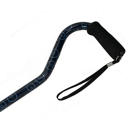 Offset Handle Aluminum Cane - Blue Circle