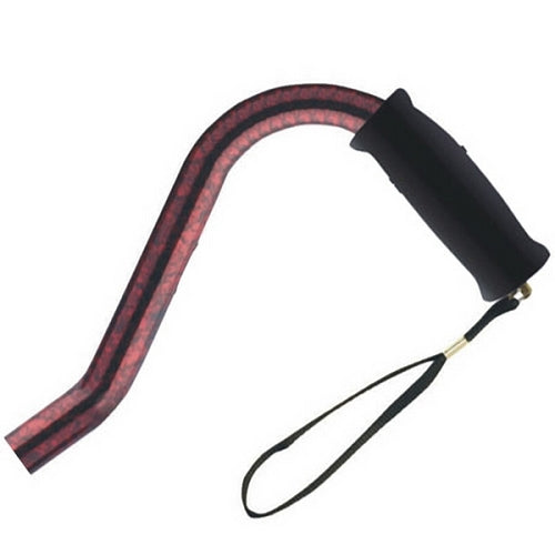 Offset Handle Aluminum Cane - Red Marble