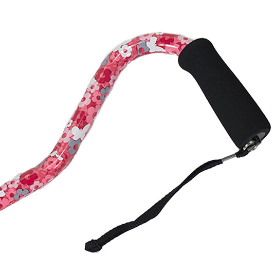 Offset Handle Aluminum Cane - Pink Floral