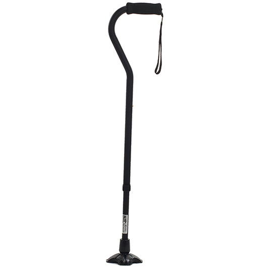 Self Standing Offset Handle Aluminum Cane - Black