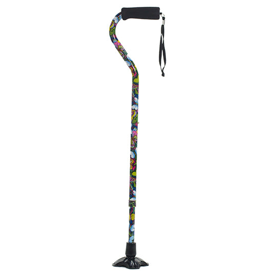 Self Standing Offset Handle Aluminum Cane - Butterfly