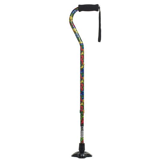 Self Standing Offset Handle Aluminum Cane - Summer Garden