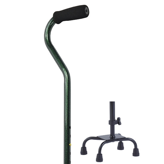 Small Base Quad Cane - Green Gray Pebble