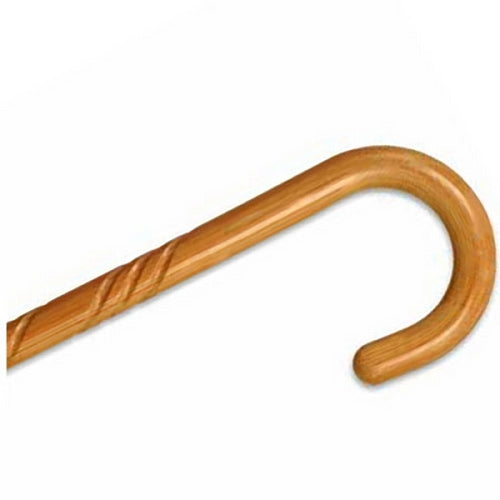 Tourist Handle Spiral Wood Cane - Natural Stain