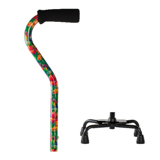 Small Base Quad Cane - Summer Garden