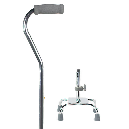 Small Base Quad Cane - <br>Silver