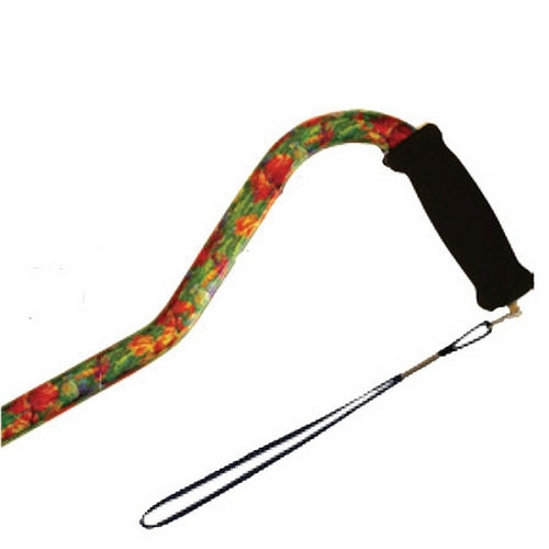 Offset Handle Aluminum Cane - Summer Garden