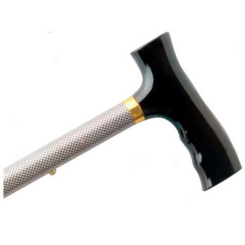 Adjustable Travel Folding Cane - Silver Check