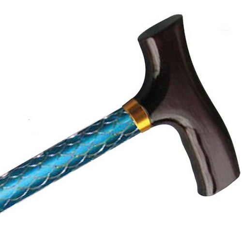 Adjustable Sparkle Travel Folding Cane - Blue