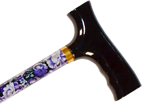 Straight Adjustable Cane - Mauve Floral