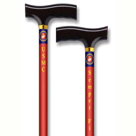 Straight Adjustable Cane - US Marine