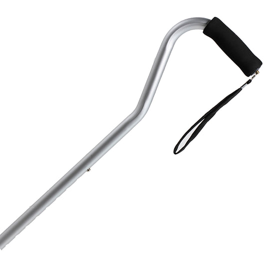 Offset Handle Aluminum Cane - Silver