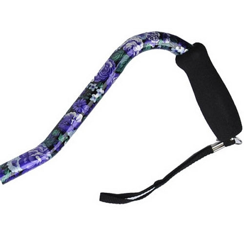 Offset Handle Aluminum Cane - Mauve Floral