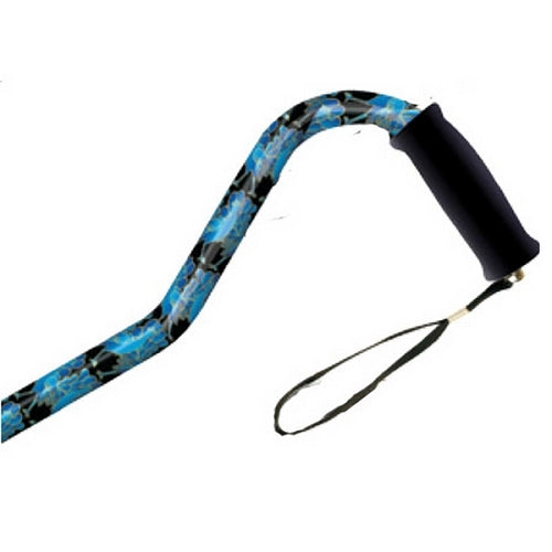 Offset Handle Aluminum Cane - Blue Peacock