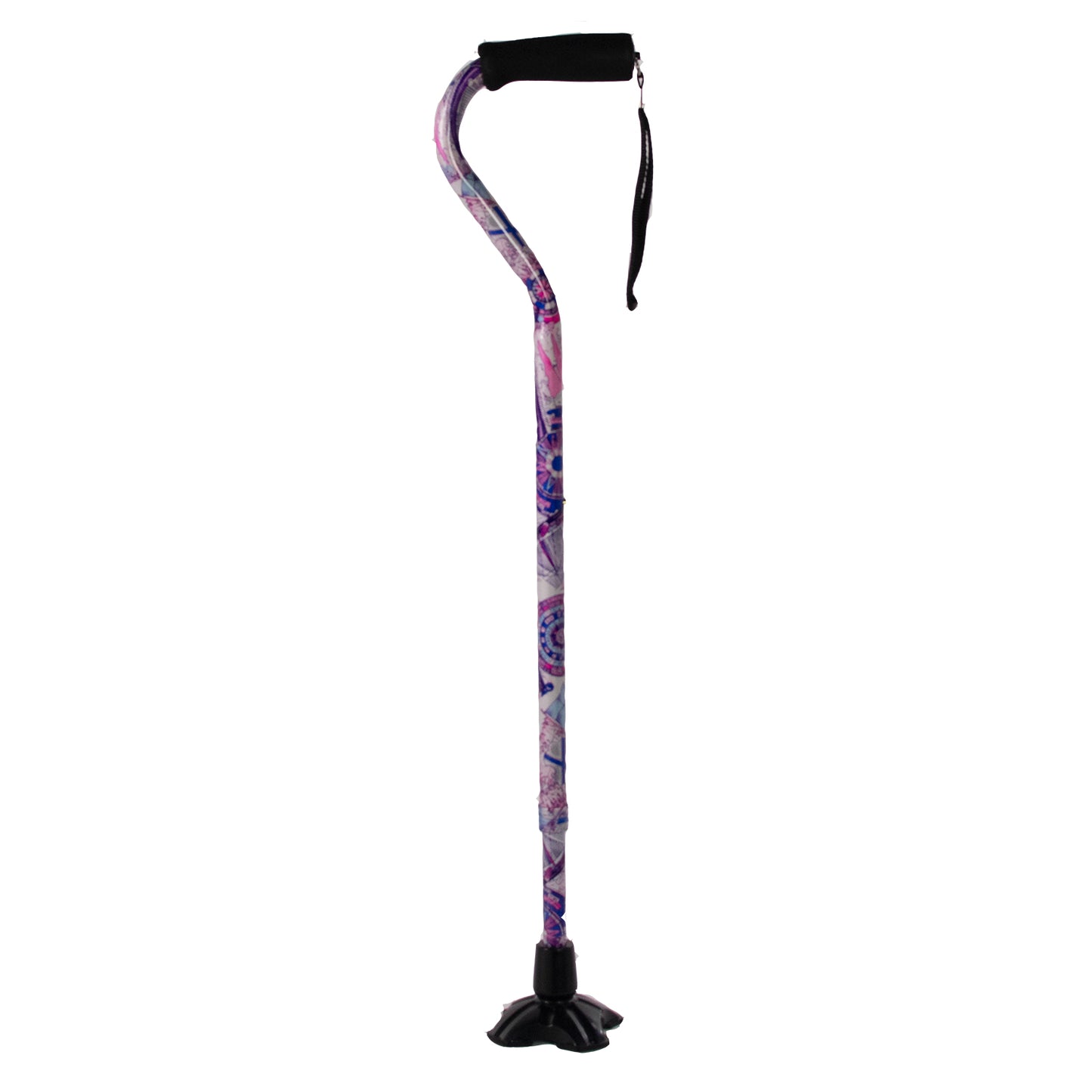 Self Standing Offset Handle Aluminum Cane - Compass Rose