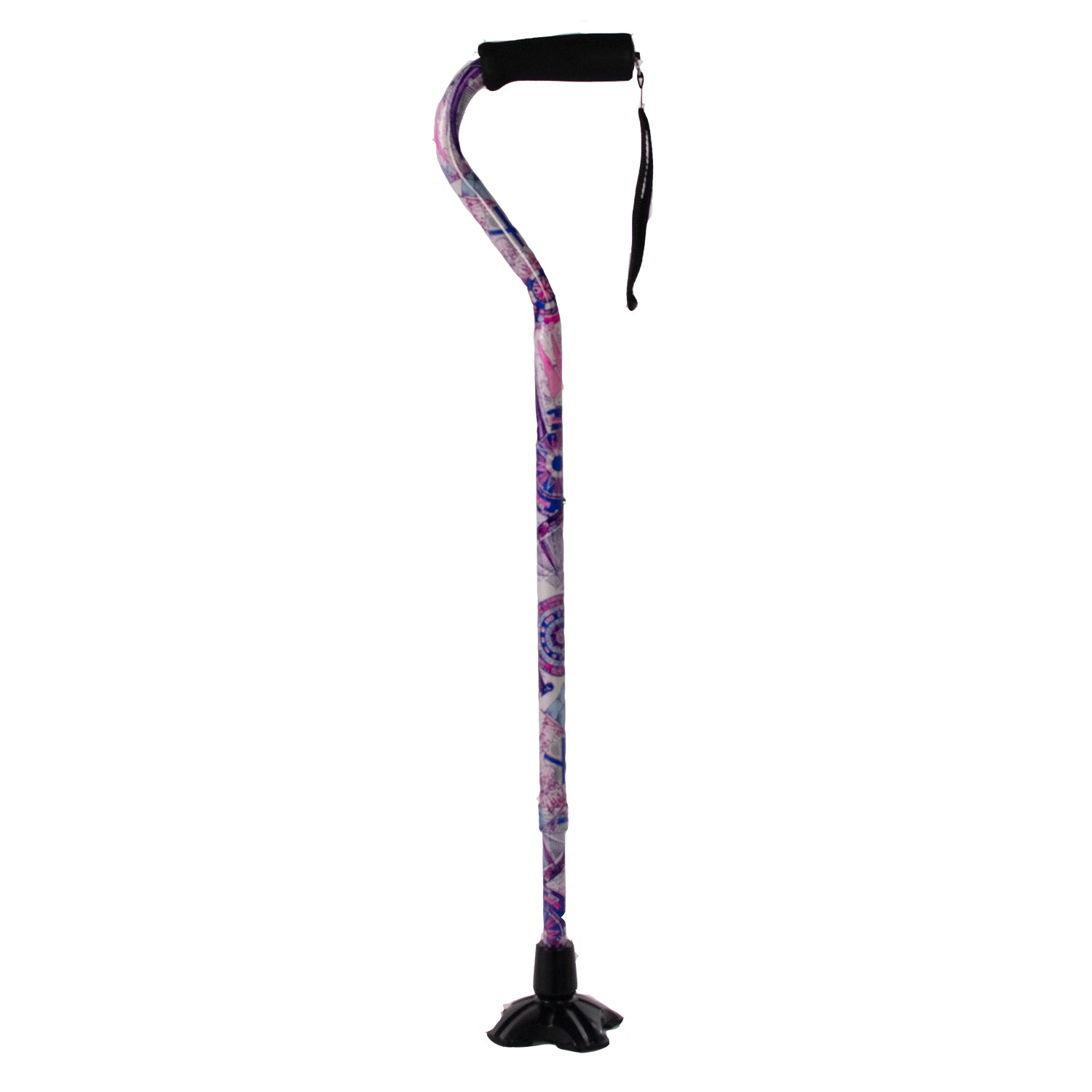 Self Standing Offset Handle Aluminum Cane - Compass Rose