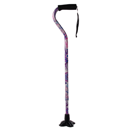 Self Standing Offset Handle Aluminum Cane - Compass Rose