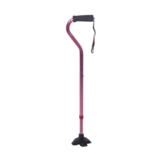 Self Standing Offset Handle Aluminum Cane - Red Sparkle
