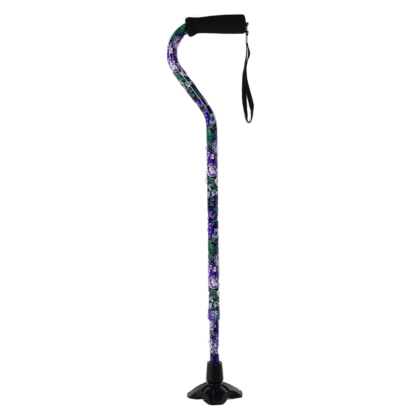 Self Standing Offset Handle Aluminum Cane - Mauve Floral