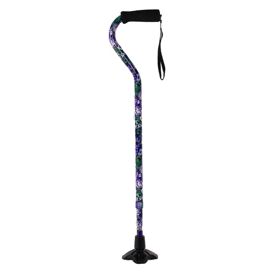Self Standing Offset Handle Aluminum Cane - Mauve Floral