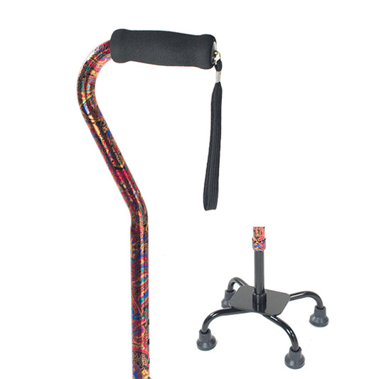 Small Base Quad Cane - Paisley