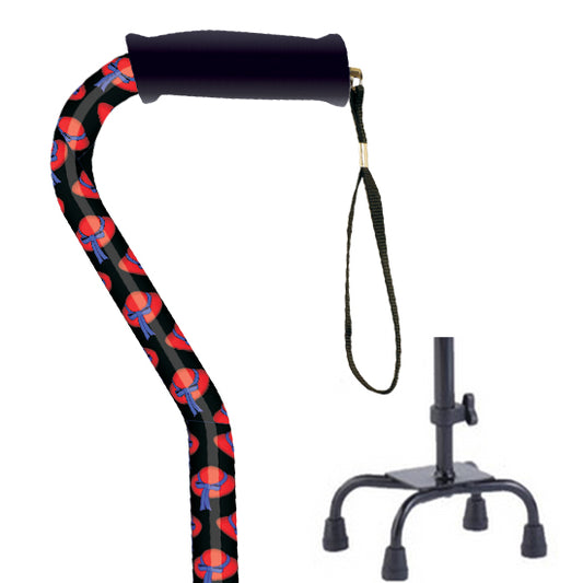 Small Base Quad Cane - <br>Red Hat