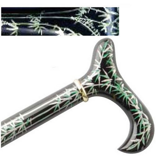 Hand Painted Derby Cane - Black Bamboo