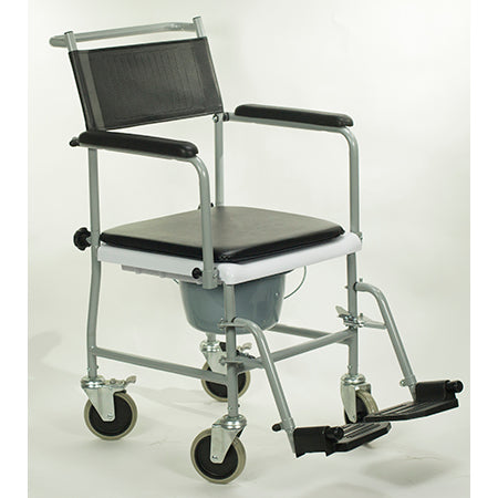 Mobile Drop-Arm Transport Chair Commode