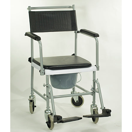 Mobile Drop-Arm Transport Chair Commode