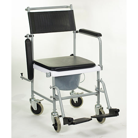 Mobile Drop-Arm Transport Chair Commode